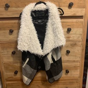 Fur plaid vest